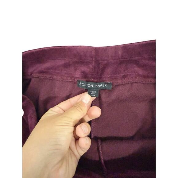 Boston Proper Burgundy Pink Velour Track Suit Set Workout Warm Up Womens Medium - Picture 12 of 14